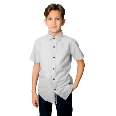 Рубашка школьная с коротким рукавом для мальчика Deloras С71752S светло серая 1